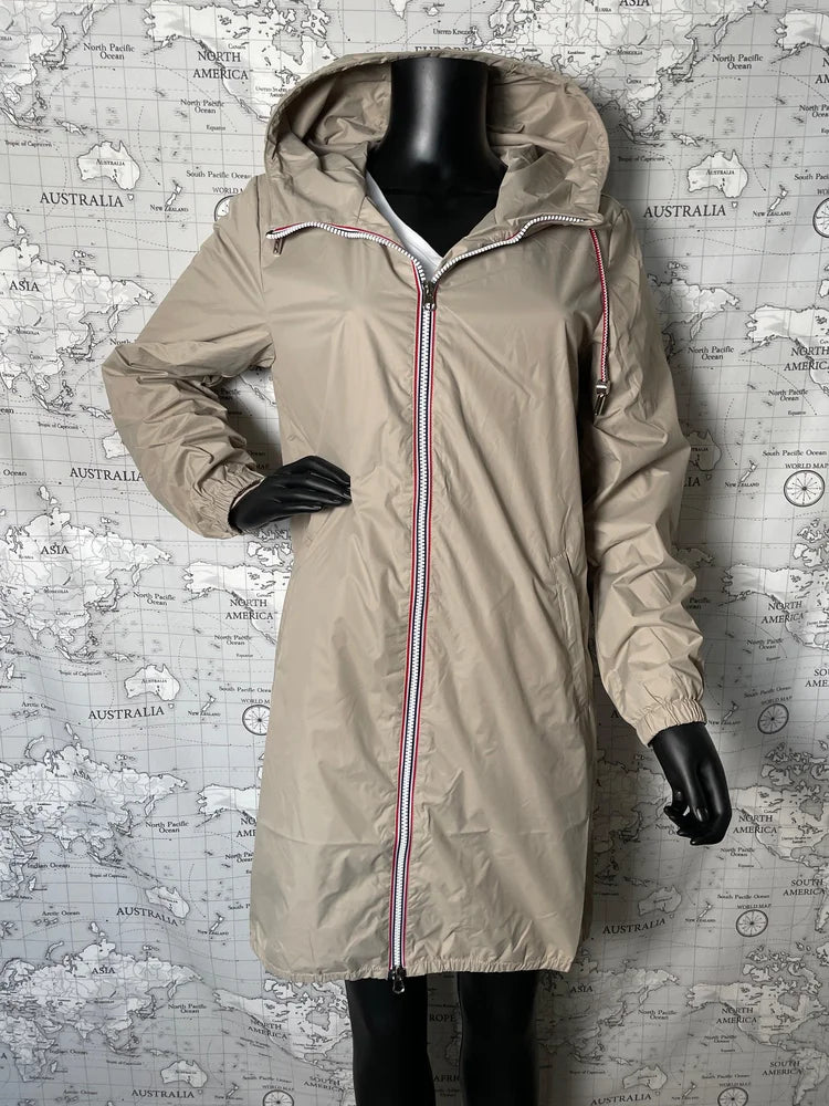 Parka manteau imperméable long fine doublure Laura Jo Beige