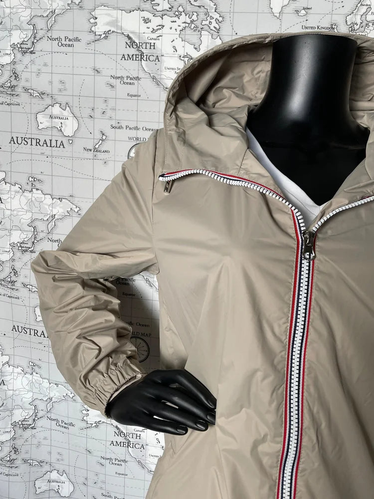 Laura Jo - Parka manteau beige imperméable long fine doublure