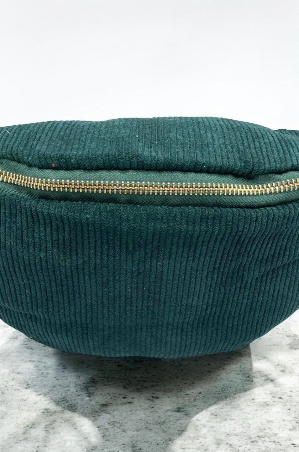 Sac banane velours côtelé couleur vert forêt