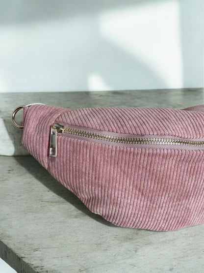 Sac banane velours cotelé couleur rose