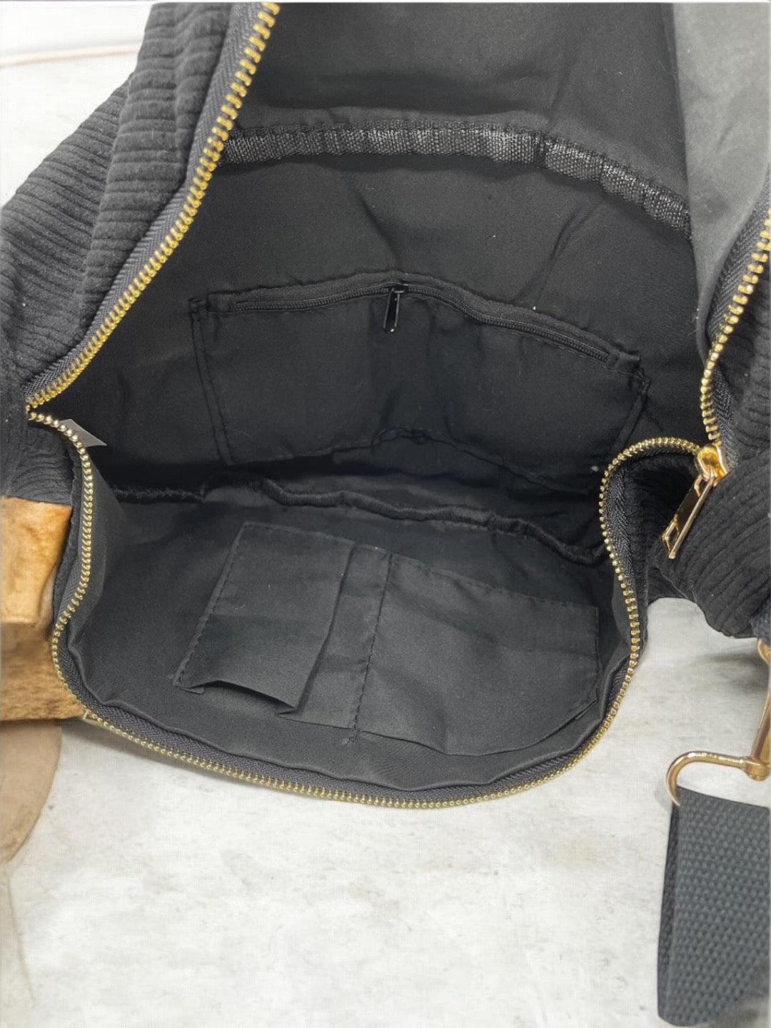 Sac banane XXL velours cotelé noir