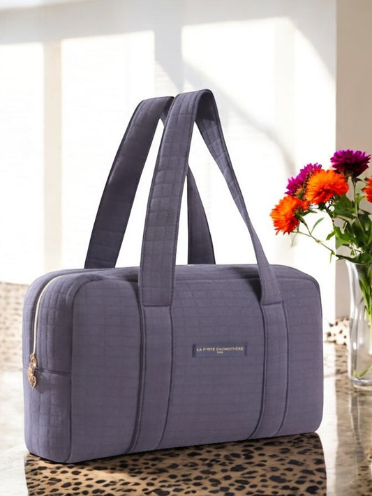 Sac week end de voyage polochon coton matelassé violet