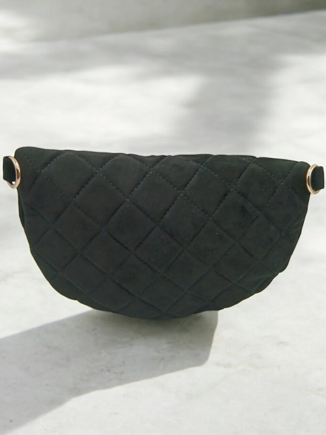 Sac banane velours motifs capitons noir