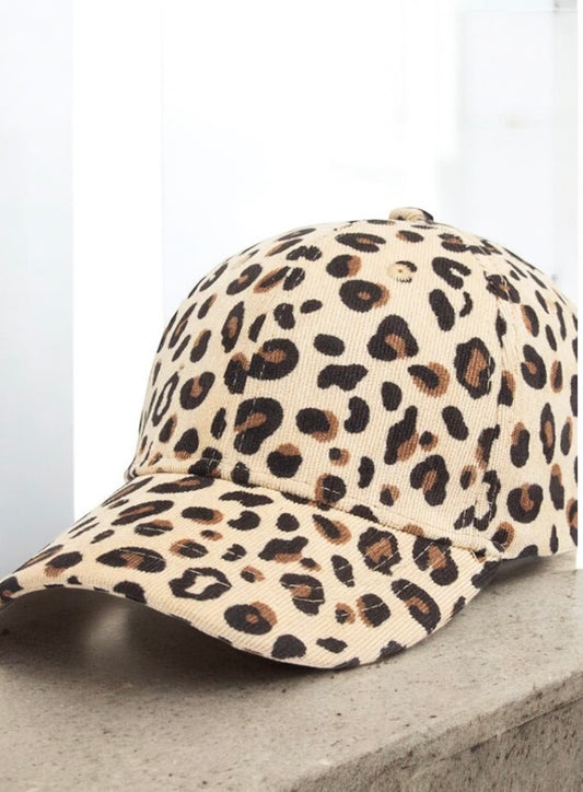 Casquette imprimé léopard beige