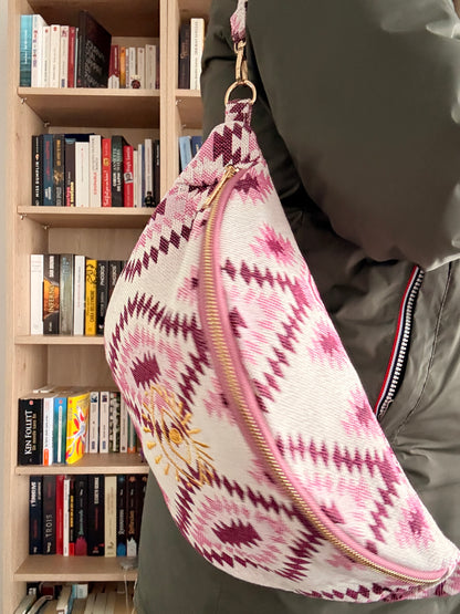 Sac Banane Femme Violet Rose - Motifs Géométriques