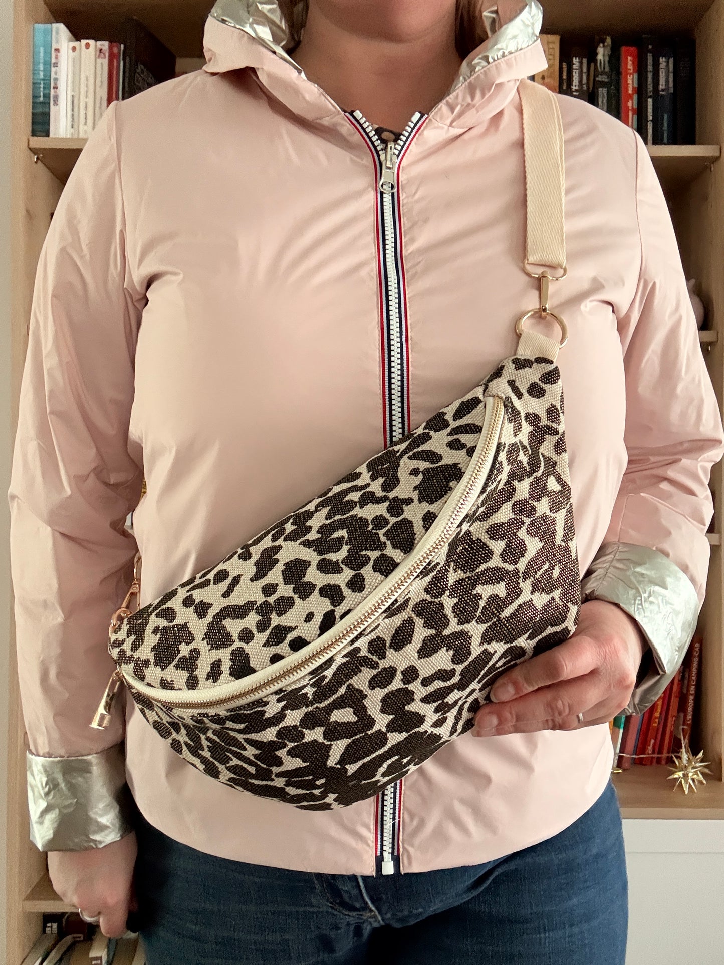 Sac Banane Léopard Marron Blanc - Imprimé Félin Audacieux Femme XL