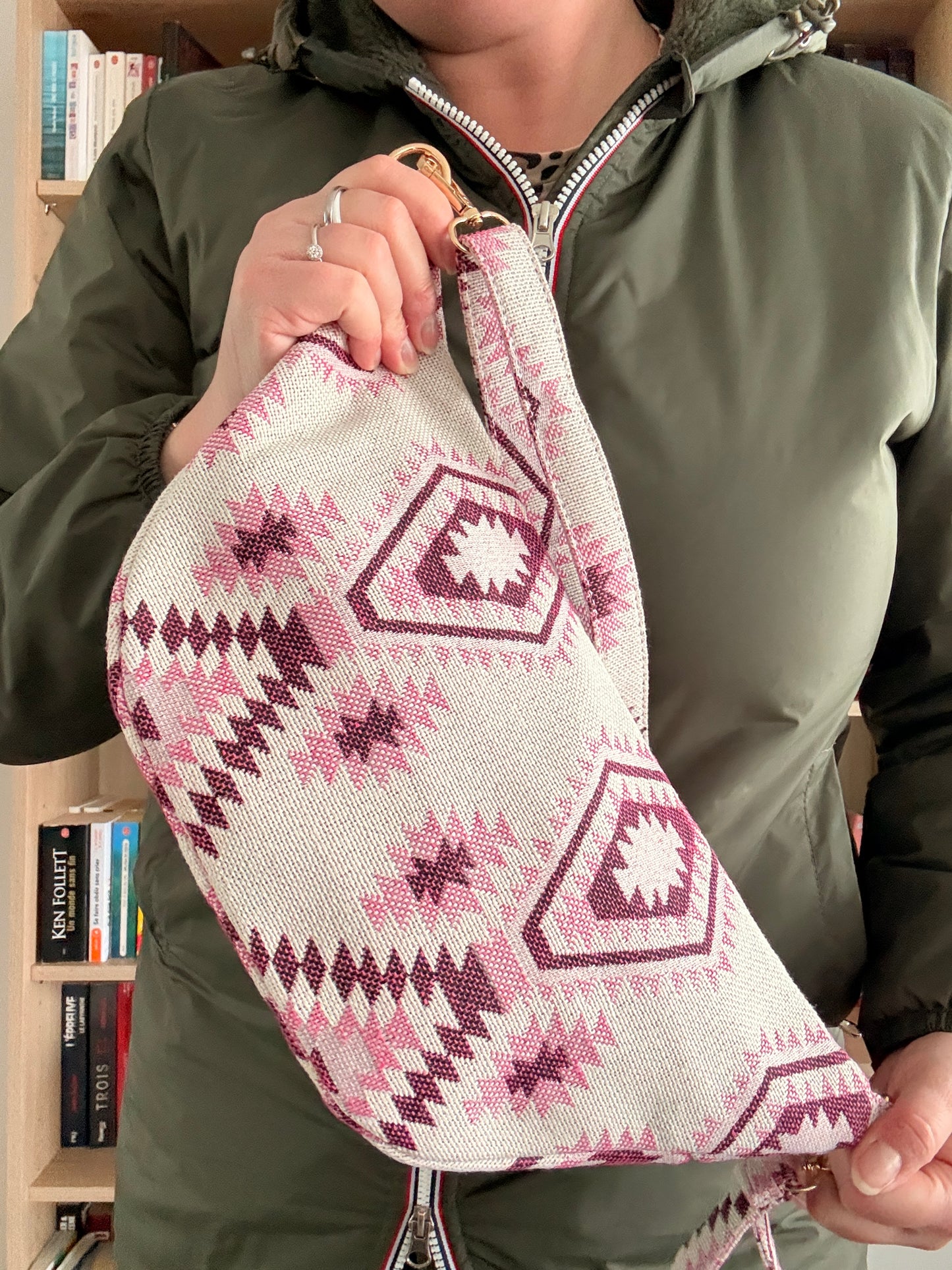 Sac Banane Femme Violet Rose - Motifs Géométriques