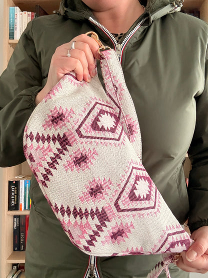 Sac Banane Femme Violet Rose - Motifs Géométriques