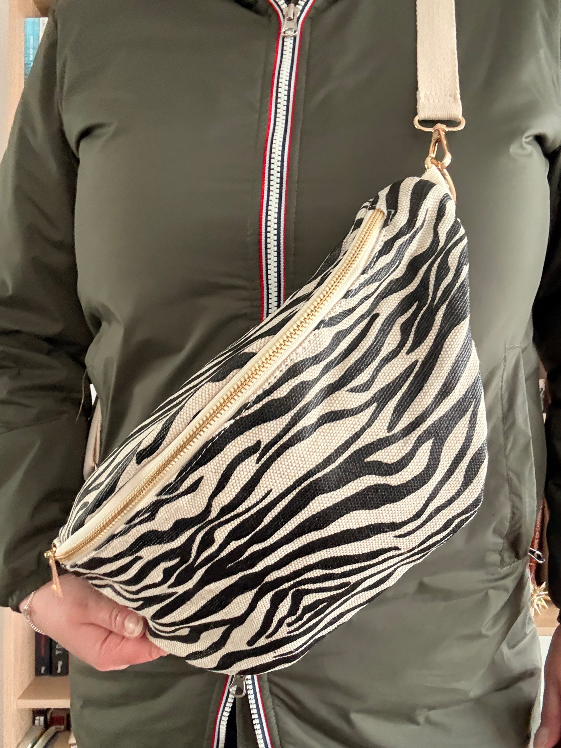 Sac Banane Imprimé Zèbre Noir Blanc - Style Animalier Tendance Femme