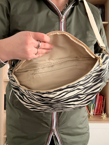 Sac Banane Imprimé Zèbre Noir Blanc - Style Animalier Tendance Femme