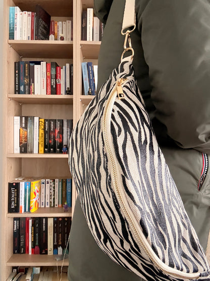Sac Banane Imprimé Zèbre Noir Blanc - Style Animalier Tendance Femme