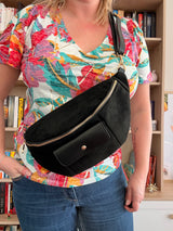 Sac Banane XL Effet Daim Noir - Grand Format Femme