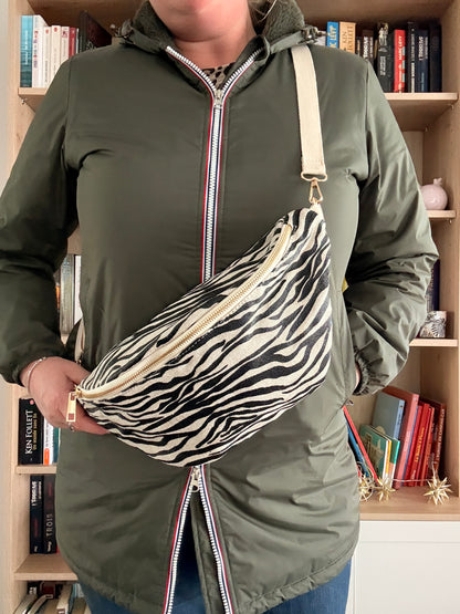 Sac Banane Imprimé Zèbre Noir Blanc - Style Animalier Tendance Femme