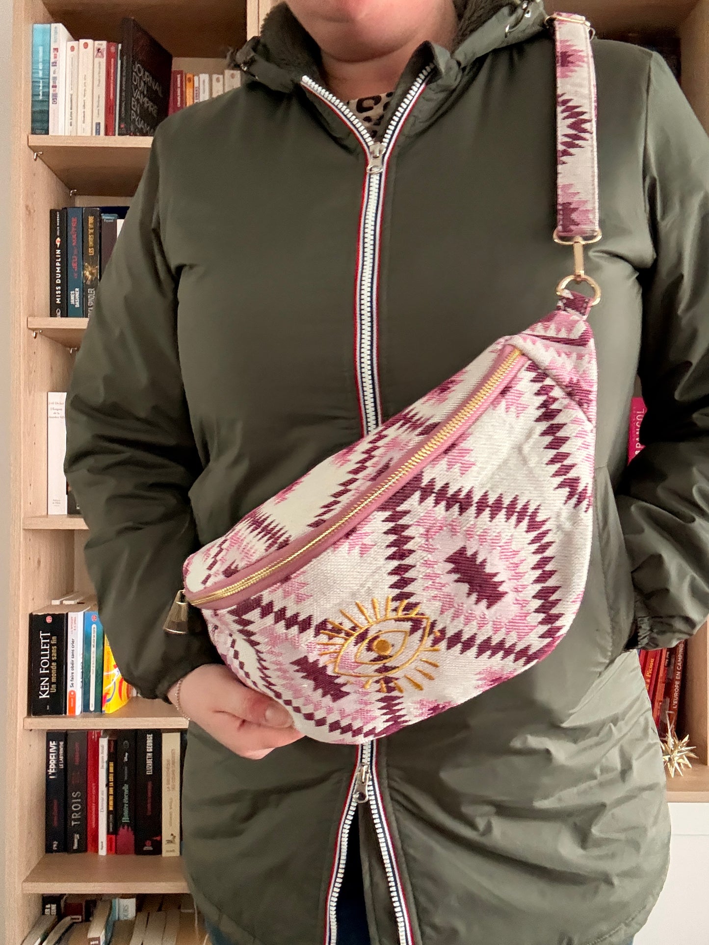 Sac Banane Femme Violet Rose - Motifs Géométriques