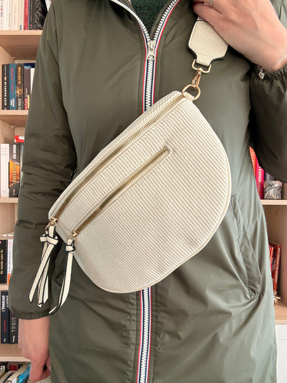 Sac banane velours beige vue arrière