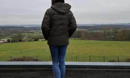 Nouveautés - Doudoune courte FEMME imperméable, matelassé kaki et réversible doré