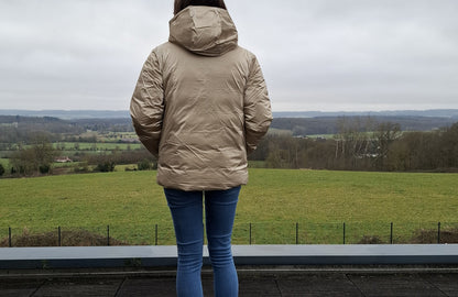 Nouveautés - Doudoune courte FEMME imperméable, matelassé noir et réversible doré