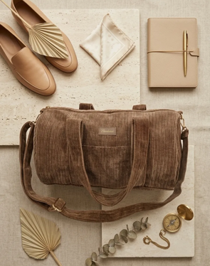 Sac Polochon Velours Texturé Camel – Grand Sac Week-end Femme