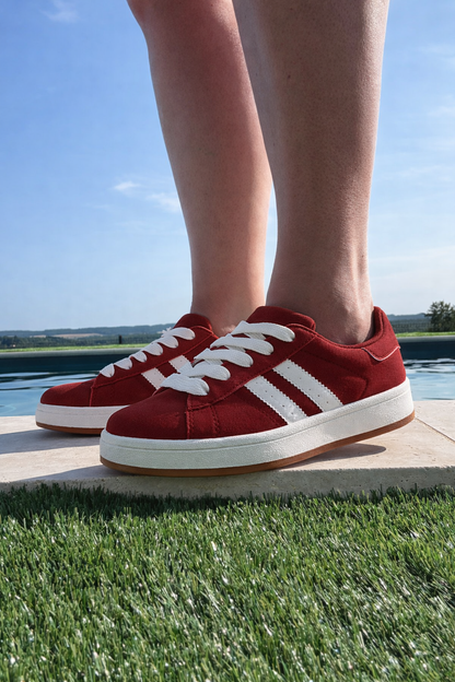 Baskets Type Campus Bordeaux – Sneakers Femme Style Urbain