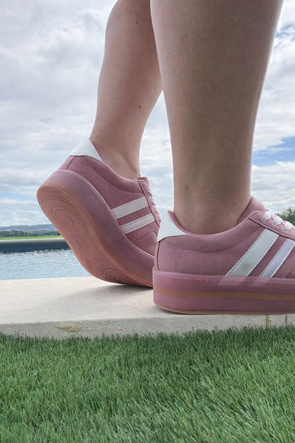 Baskets Compensées Rose – Sneakers Femme Style Campus