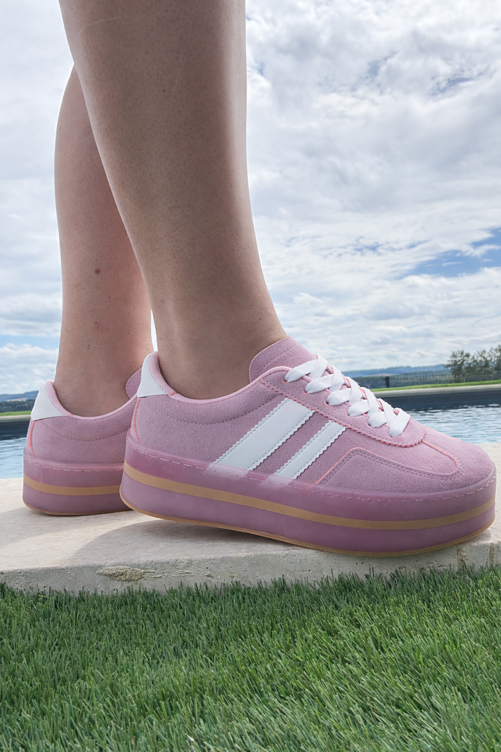 Baskets Compensées Rose – Sneakers Femme Style Campus