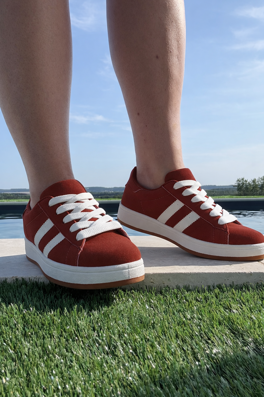 Baskets Type Campus Bordeaux – Sneakers Femme Style Urbain