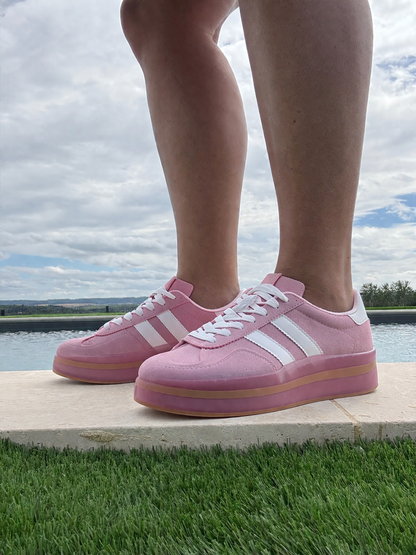 Baskets Compensées Rose – Sneakers Femme Style Campus