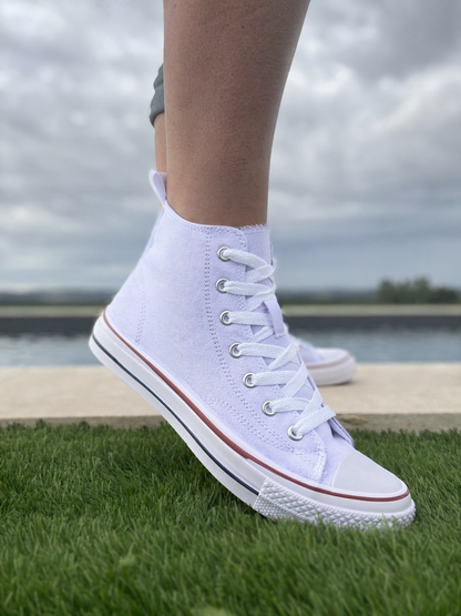 Baskets Hautes Toile Blanche Style Converse – Le Petit Placard