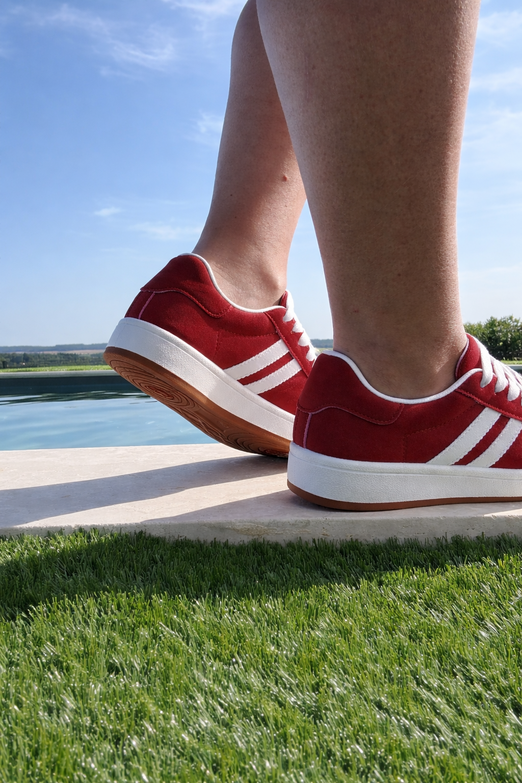 Baskets Type Campus Bordeaux – Sneakers Femme Style Urbain