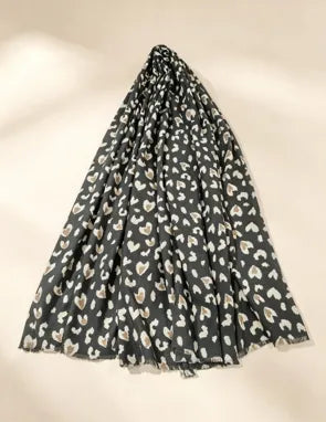 Écharpe léopard noire femme à motifs beige et écru