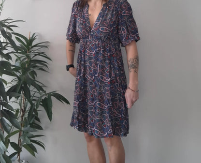 Robe mi-longue col V femme – Coupe danseuse fluide & légère | Escandelle