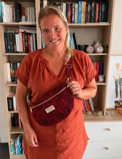 Sac Banane en Coton – Motif Fleuri Bordeaux