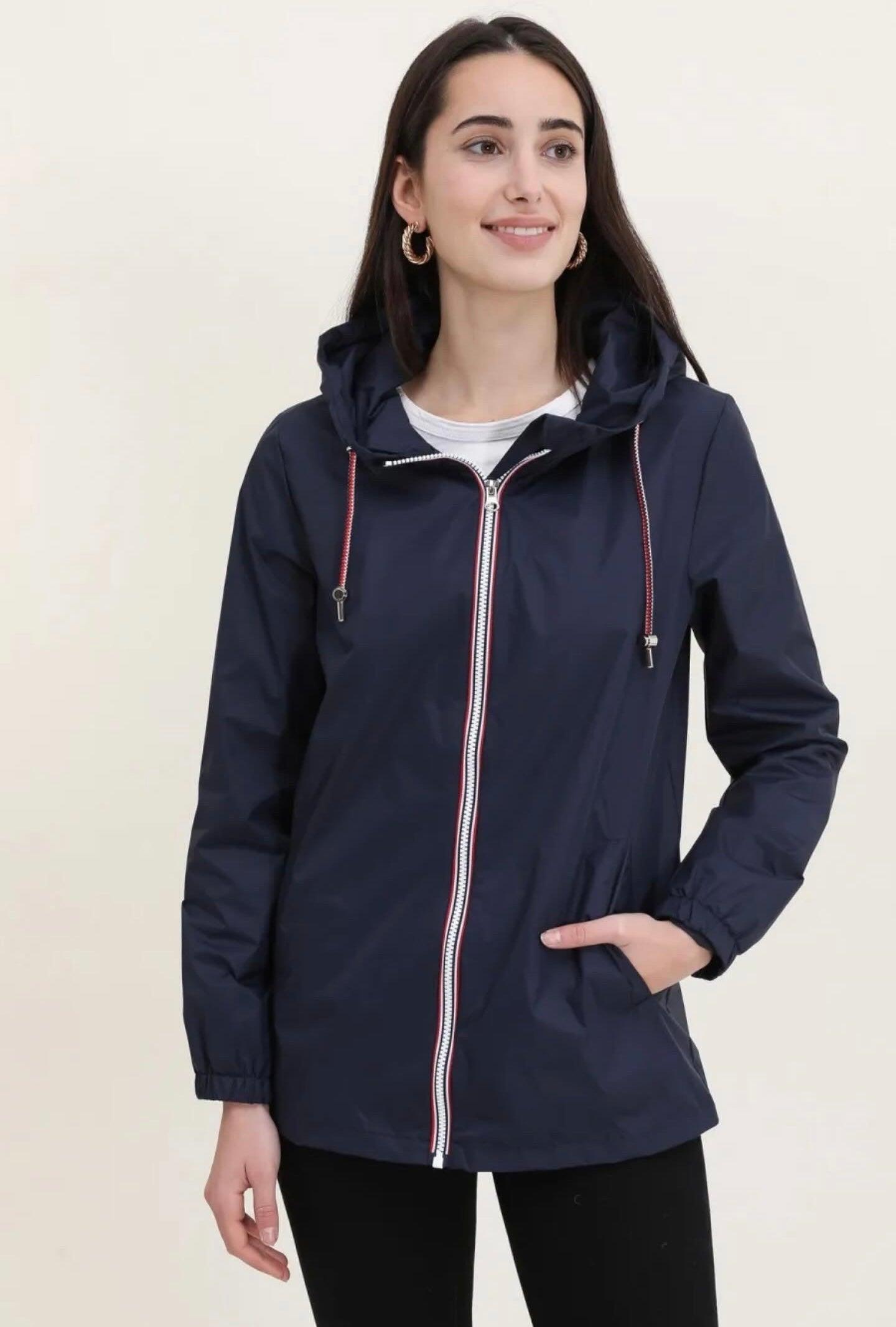 Imperméable fine doublure couleur Bleu marine mi-long mi-saison Marque Laura Jo - Le Petit Placard