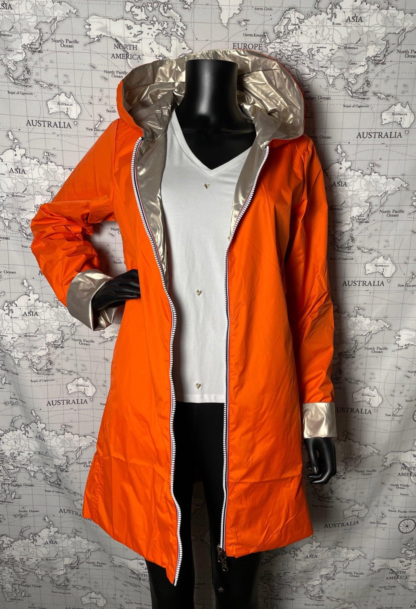 Imperméable réversible long sans garnissage ouate couleur Orange doré Laura Jo - Le Petit Placard