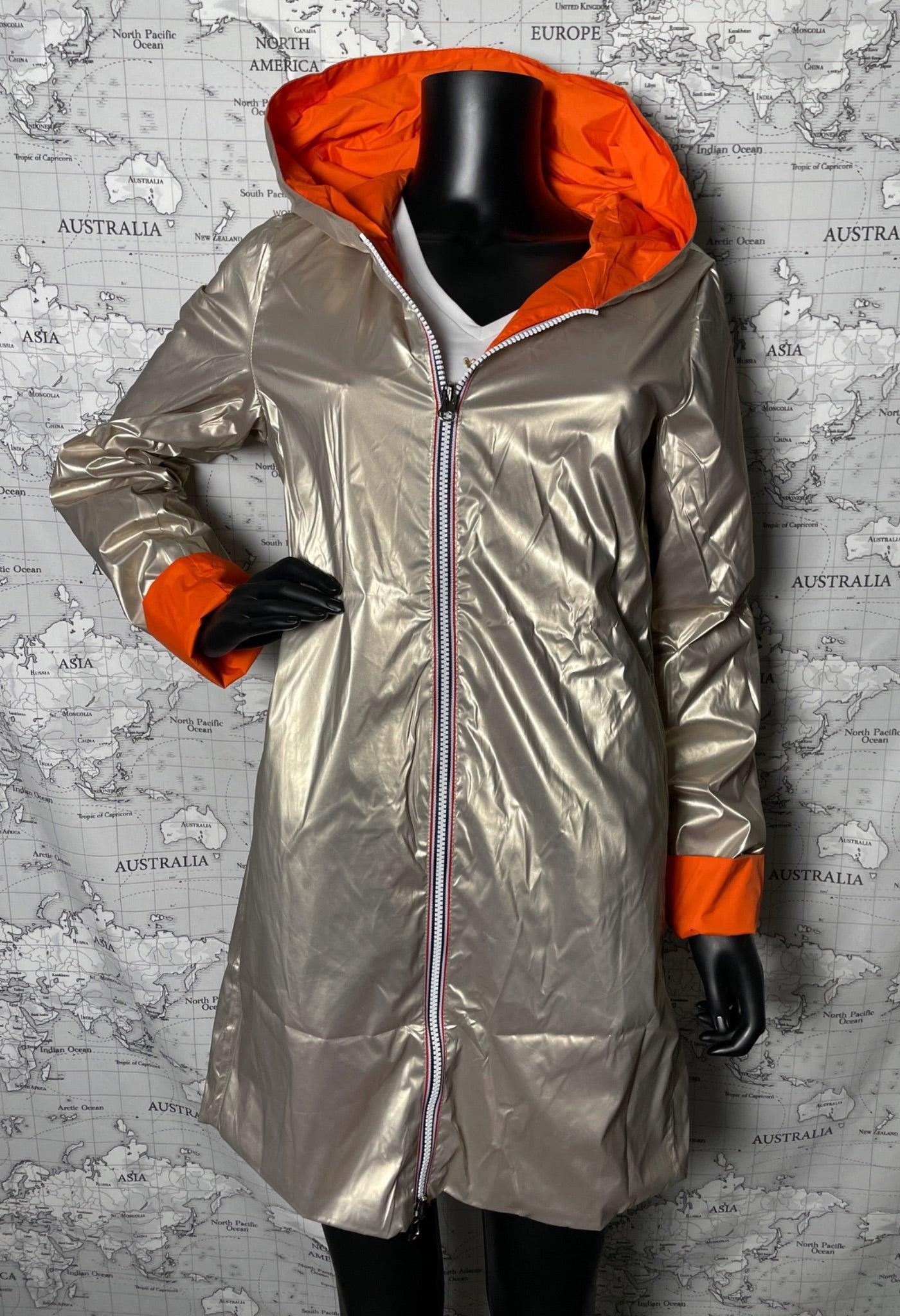 Imperméable réversible long sans garnissage ouate couleur Orange doré Laura Jo - Le Petit Placard