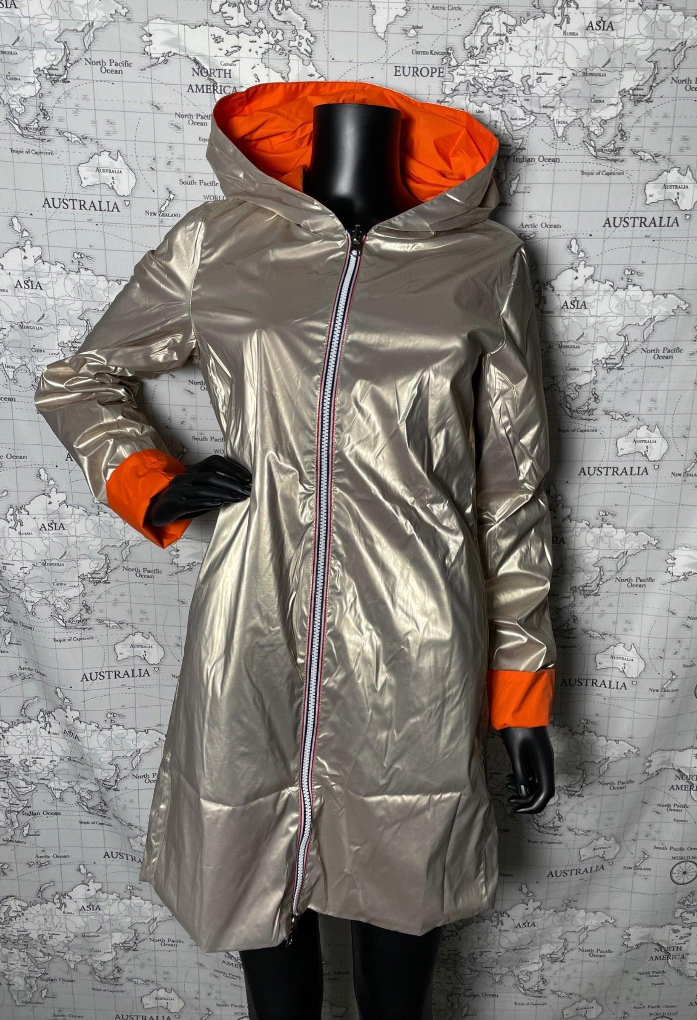 Imperméable réversible long sans garnissage ouate couleur Orange doré Laura Jo - Le Petit Placard