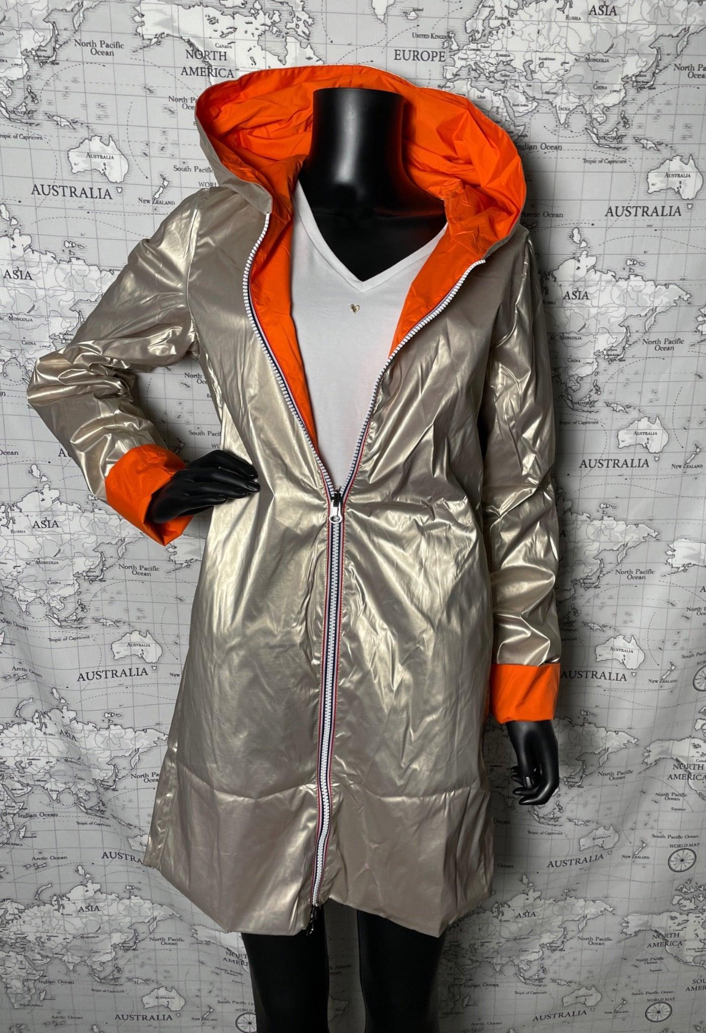 Imperméable réversible long sans garnissage ouate couleur Orange doré Laura Jo - Le Petit Placard