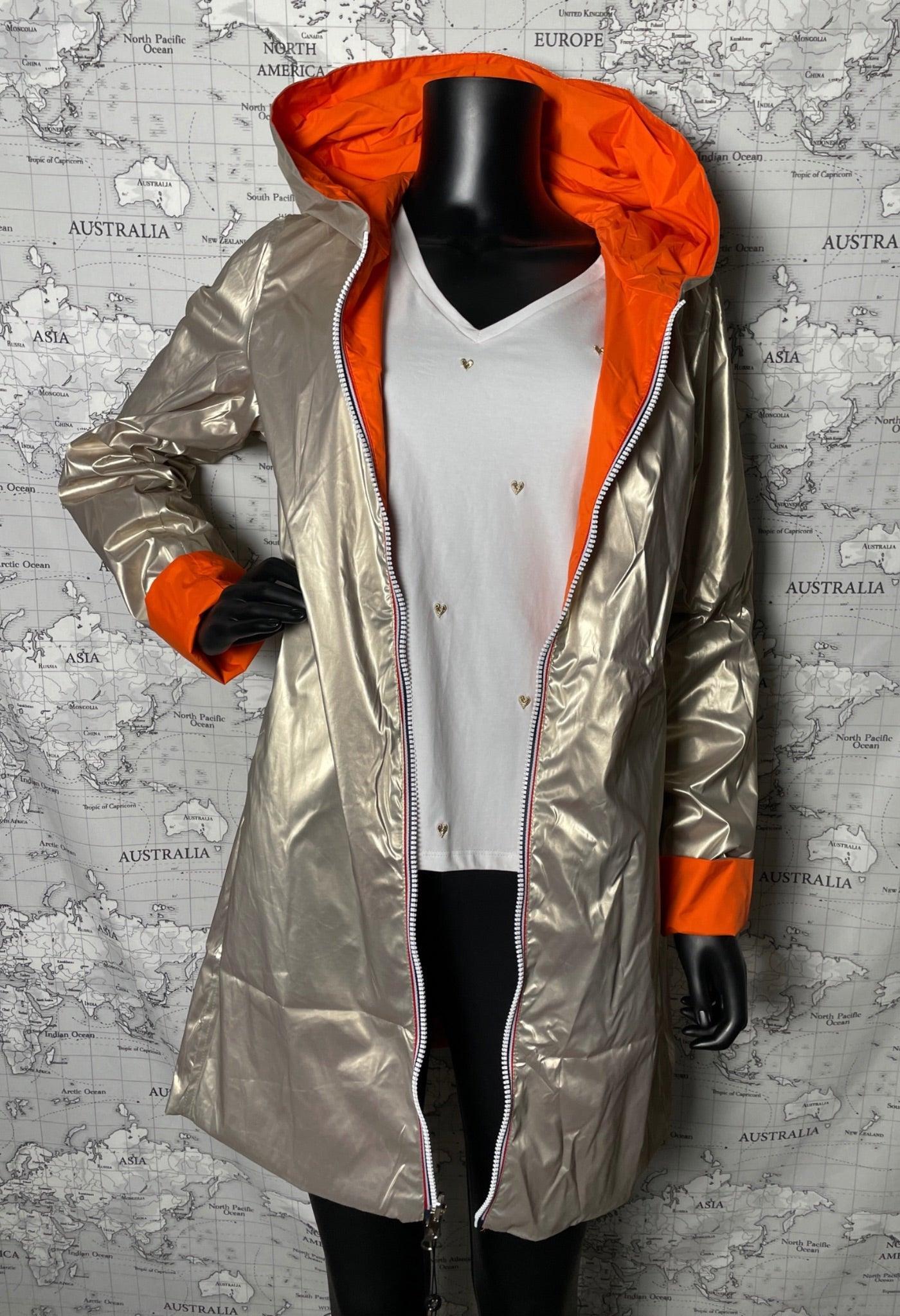 Imperméable réversible long sans garnissage ouate couleur Orange doré Laura Jo - Le Petit Placard