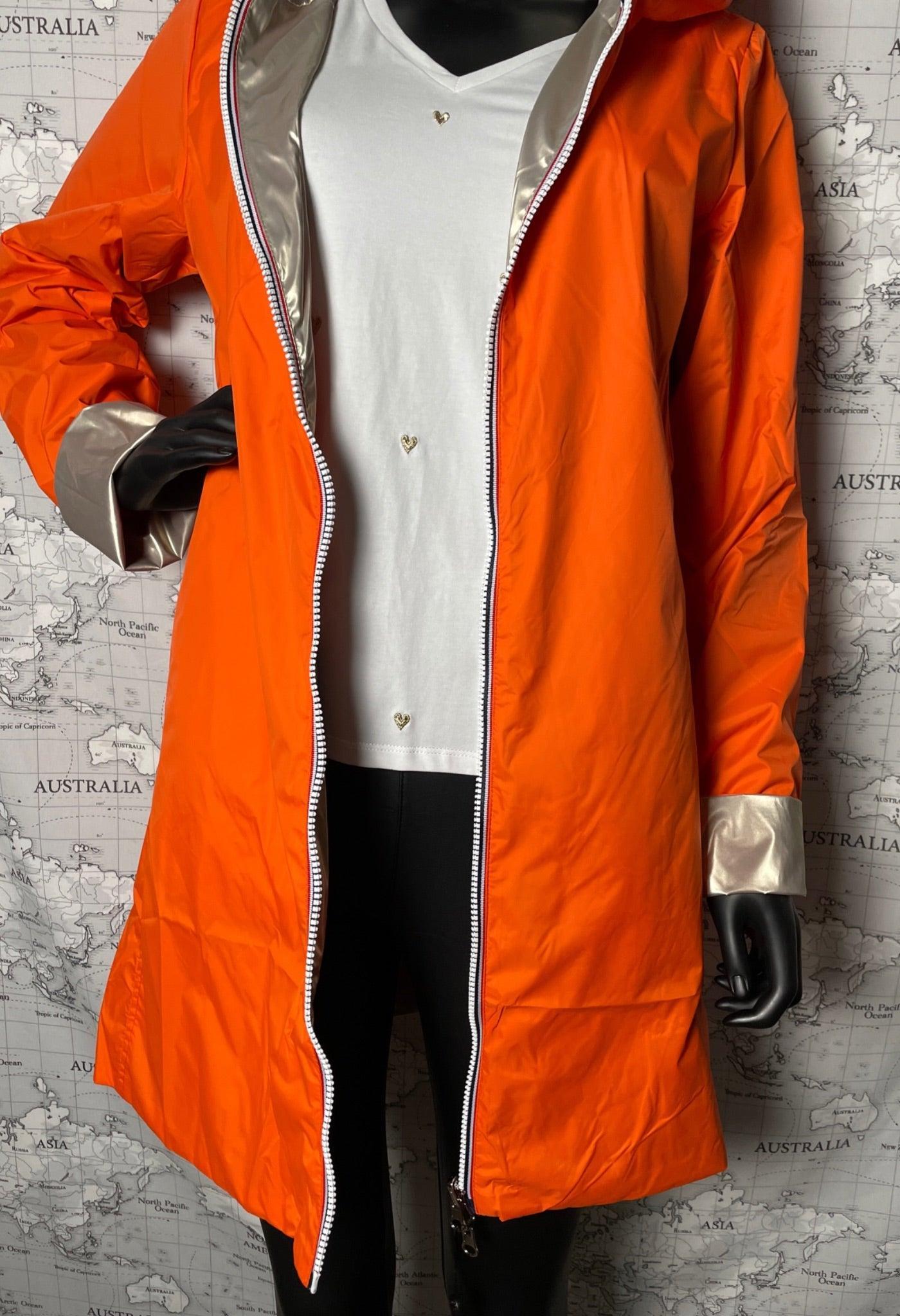 Imperméable réversible long sans garnissage ouate couleur Orange doré Laura Jo - Le Petit Placard