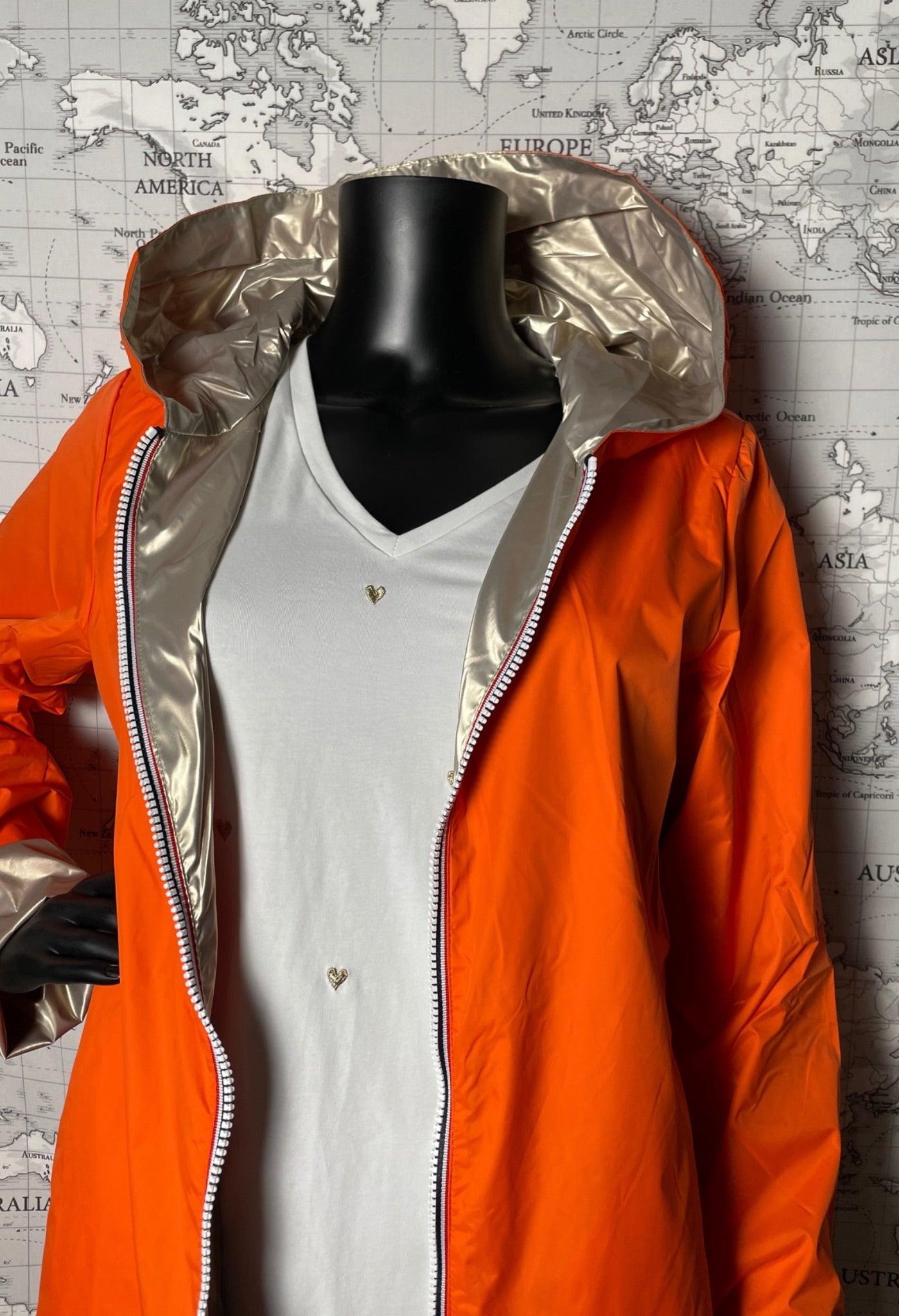 Imperméable réversible long sans garnissage ouate couleur Orange doré Laura Jo - Le Petit Placard