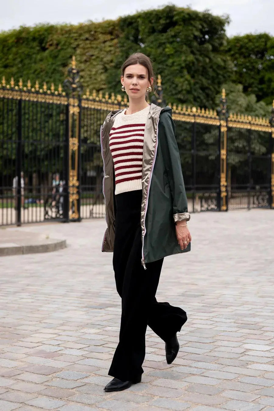 Imperméable Réversible Long Vert Forêt/Doré à Capuche – Laura Jo Laura Jo