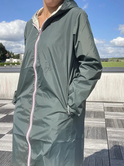 Imperméable Réversible Long Vert Forêt/Doré à Capuche – Laura Jo Laura Jo