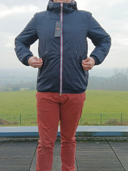Laura Jo - Doudoune HOMME courte imperméable et réversible matelassé bleu marine Laura Jo
