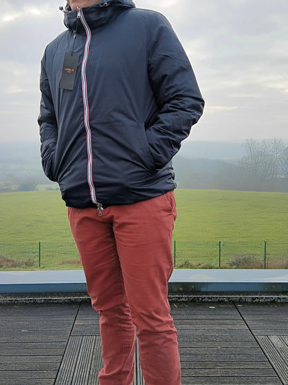 Laura Jo - Doudoune HOMME courte imperméable et réversible matelassé bleu marine Laura Jo