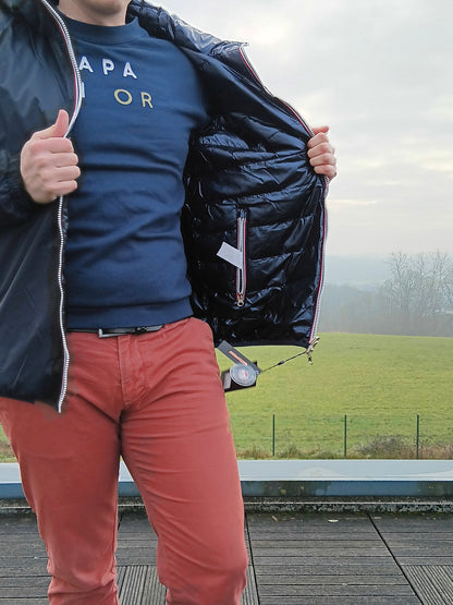 Laura Jo - Doudoune HOMME courte imperméable et réversible matelassé bleu marine Laura Jo