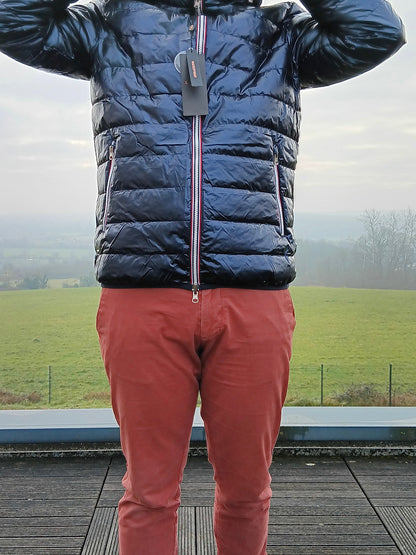 Laura Jo - Doudoune HOMME courte imperméable et réversible matelassé bleu marine Laura Jo
