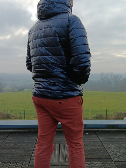 Laura Jo - Doudoune HOMME courte imperméable et réversible matelassé bleu marine Laura Jo