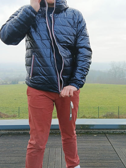 Laura Jo - Doudoune HOMME courte imperméable et réversible matelassé bleu marine Laura Jo