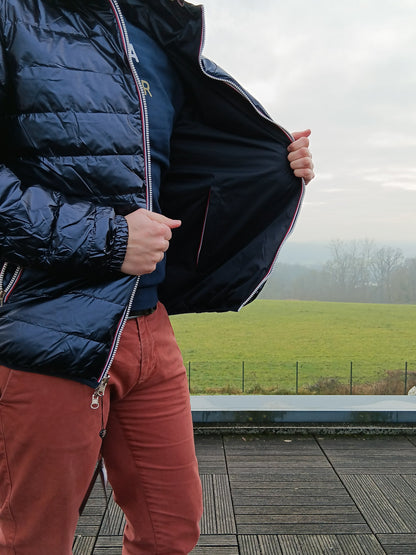 Laura Jo - Doudoune HOMME courte imperméable et réversible matelassé bleu marine Laura Jo
