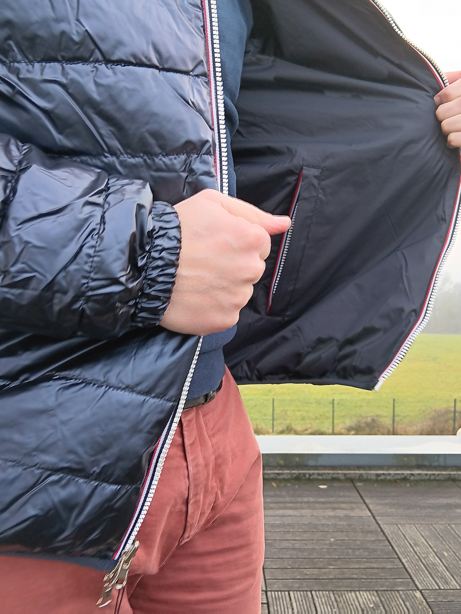 Laura Jo - Doudoune HOMME courte imperméable et réversible matelassé bleu marine Laura Jo
